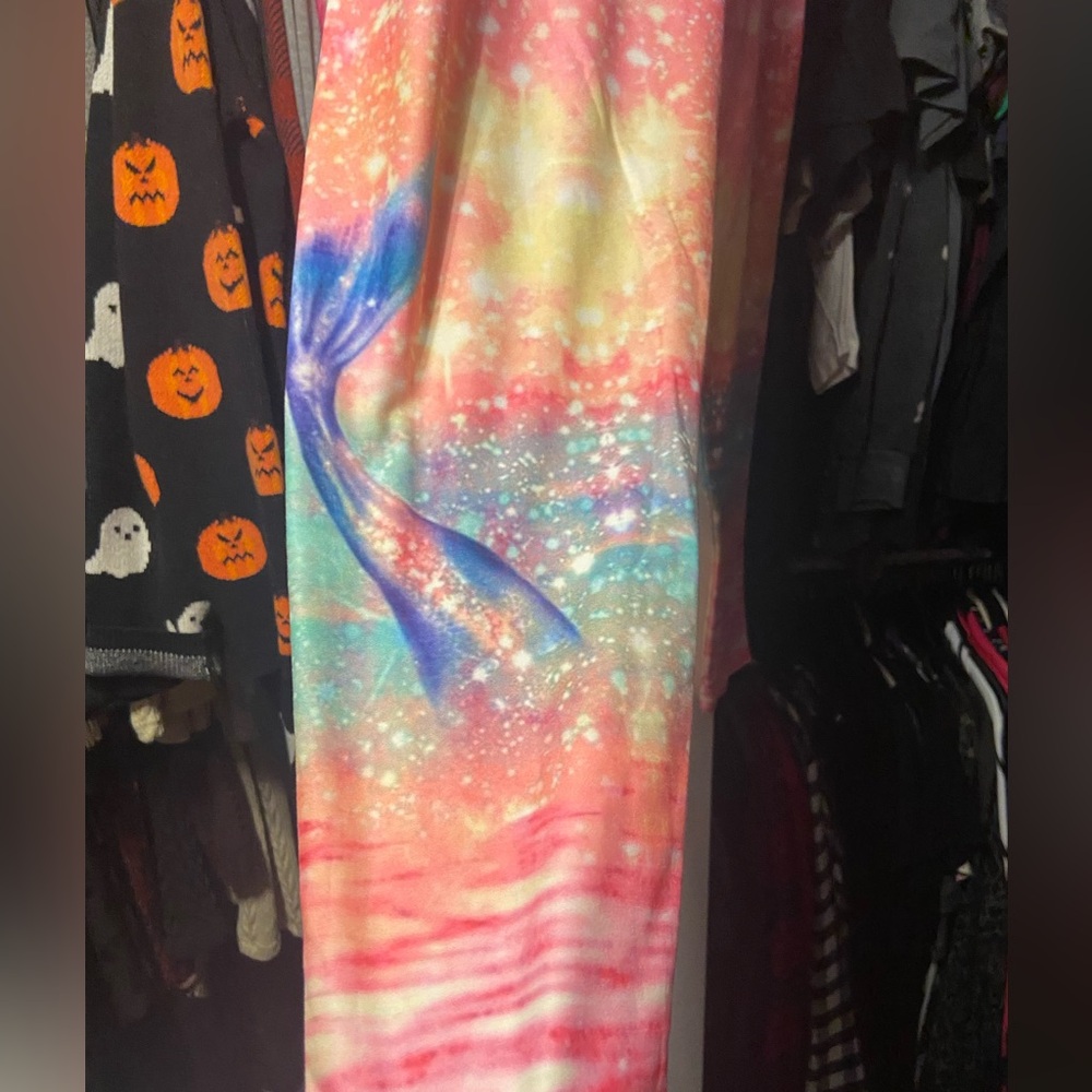 Peachy Mama Leggings Mermaid Plus Size TC2 NWT